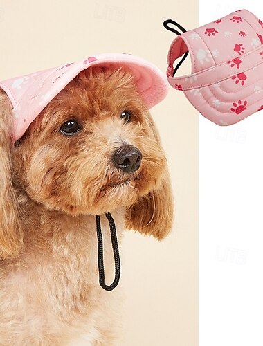  Hunde-Baseballkappe, Hunde-/Katzen-Sommer-/Strand-Schirmmütze mit Ohrlöchern, verstellbare Welpen-Sonnenhaube, Kopfbedeckung