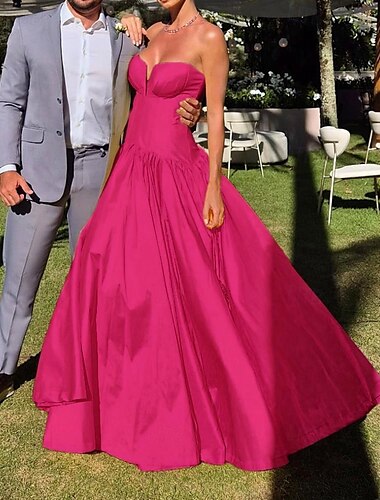  A-Linie Abendkleid Promi-Stil Kleid Formell Hochzeitsgast Bodenlang Ärmellos Trägerlos Satin mit Falten Gerafft 2025