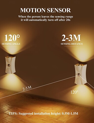  Luz de parede LED com sensor de movimento, luz noturna sem fio recarregável USB, armário de cozinha, corredor, lâmpada noturna para quarto, escada, iluminação de passagem
