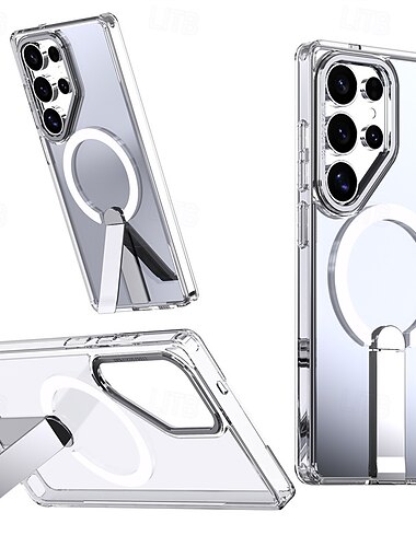  Magnetisk telefoncover til Samsung Galaxy S25/S25 Plus/S25 Ultra/S24/S24 Ultra/Plus/FE – Magsafe Ring Stander, Militærbeskyttelse, Fuldskærms PC+TPU