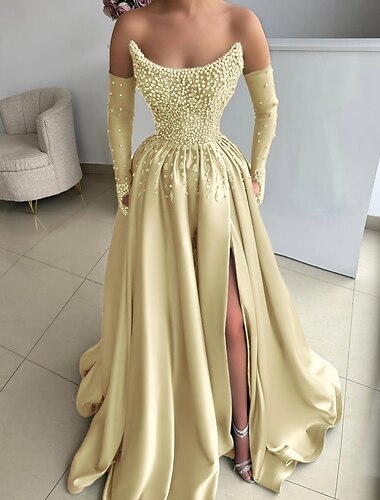  Abito da Sera A-Line Elegante Abito da Carnevale Formale Lungo Senza Maniche a Cuore Paillettato con Glitter