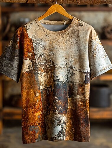  Homme Illusion d'optique T-shirt Manche Courte T-shirt Impression 3D Col ras du cou Chemise Rétro Vintage Vintage Rétro Soirée Rue Occasionnel Marron Sapin Jaune Marron Été Printemps Vêtement Tenue S