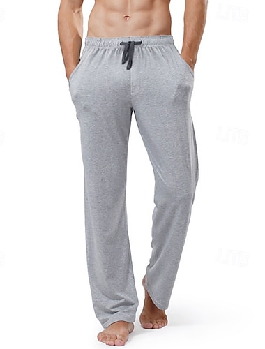  Hombre Ropa de salón Pantalones de Yoga (Lounge) Color puro Moda Clásico Casual Hogar Diario Cama Poliéster Comodidad Transpirable Suave Pantalón Correa Cintura elástica Primavera Otoño Negro Blanco