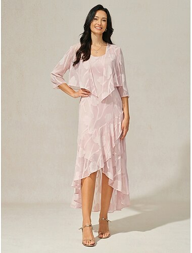  Damen Maxikleid Rüschenkleid Elegant Hochzeit Hochzeitsgast Abendgesellschaft Blumen Ärmellos U-Ausschnitt Rosa Sommer Frühling