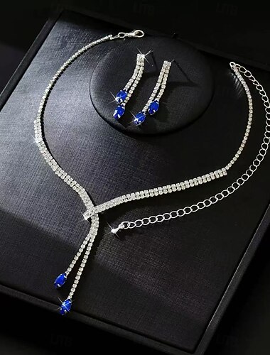  Bridal Jewelry Sets 1 set Zircon Rhinestone Earrings Necklace Women's Elegant Stylish Sweet Jewelry Set For Wedding Party Special Occasion