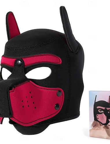  Neopreen puppy hood pup play dog hood masker voor volwassenen - bdsm hondenmasker met afneembare snuit voor spelen met huisdieren &kostuumevenementen pride parade lgbtq