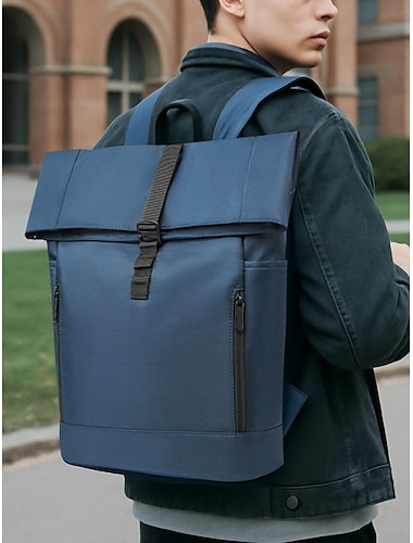  Sac à dos imperméable à enroulement pour homme avec plusieurs poches et grande capacité - sac pour ordinateur portable de style minimaliste pour le travail, les voyages ou l'université