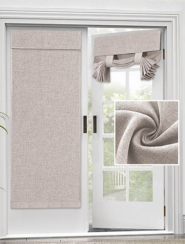  Leinen Fensterabdeckung Französische Glastür Vorhang Verdunkelung Binde Hoch Romanische Jalousien Selbstklebend Thermisch isoliert Tricia Licht Block Raum Dunkelheit Privatsphäre Jalousien 1 Paneel
