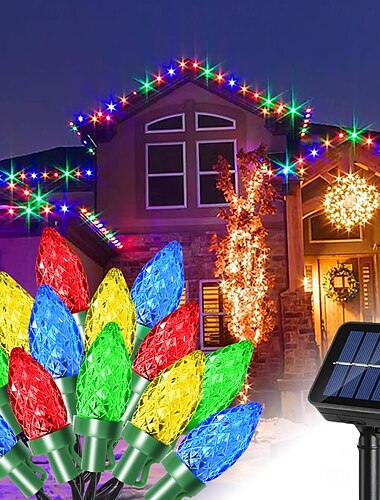  7 מטר שרשראות תאורה 50 נוריות LED EL 5 מ"מ סט אחד תושבת הרכבה סט אחד אורות חג RGB סולאריים יצירתיים חיצוניים מופעלים באמצעות שמש