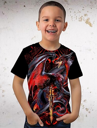 Dragonblade Widowblade by Ruth Thompson για αγόρια, μπλουζάκι 3D Dragon T-shirt με κοντομάνικο, καλοκαιρινό, ανοιξιάτικο, μοντέρνο, βασικό, παιδικό 4-12 ετών, με στρογγυλή λαιμόκοψη, για υπαίθριες δραστηριότητες, casual, καθημερινό, κανονική εφαρμογή
