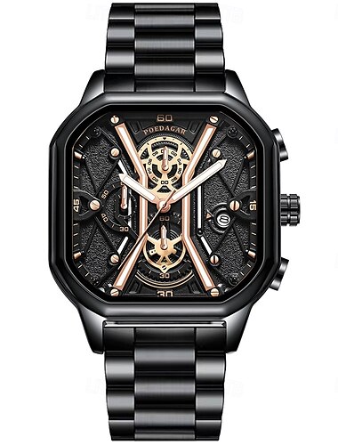  Mode für Männer Armbanduhren Luxus Chronograph leuchtend wasserdicht Datum Mann Uhr quadratisches Zifferblatt Leder Quarz Herrenuhren