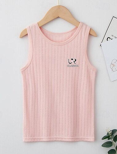  Kinder Mädchen Panzer Buchstabe Outdoor Ärmellos Streetwear 4-12 Jahre Sommer Weiß Gelb Rosa