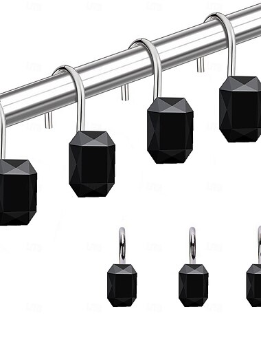  12 Stück/Set Duschvorhanghaken Transparente Acryl Strass Duschvorhanghaken Vorhanghaken Badezimmer Zubehör