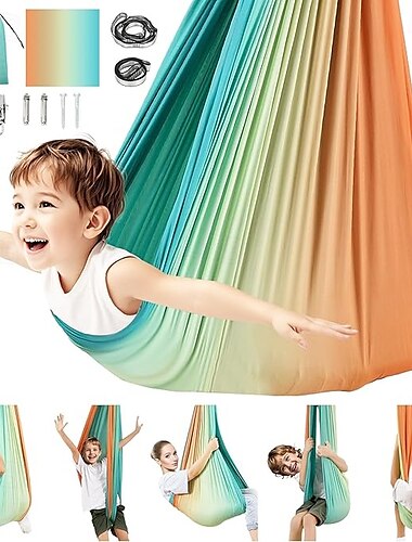  Balanceo sensorial para niños y adultos con capacidad para 300 libras de tratamiento de doble capa de balanceo sensorial para interiores y exteriores para niños con autismo que incluye kit de