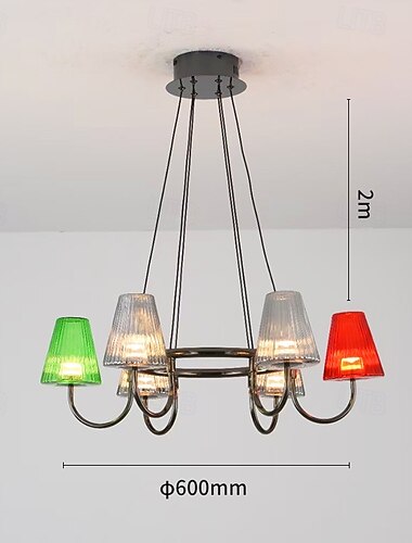  2 - אור 3-אור 6-אור 60 cm עיצוב אשכולות עיצוב עיגול / עגול מנורות תלויות מתכת זכוכית סגנון פרחוני מודרני, חדשני שחור עכשווי בהשראת הטבע 220-240V