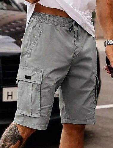  Herren Cargo-Shorts Outdoor Shorts Bermudashorts Trainingsshorts Freizeitshorts Kordelzug Mehrere Taschen Gerader Schnitt Einfach Atmungsaktiv Knielang Outdoor Lässig Campen und Wandern Mode