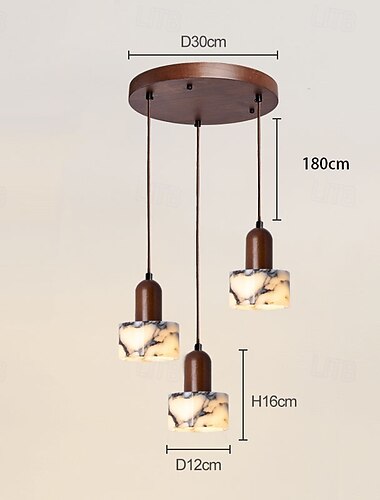 LED Pendant Light Hanging Lamps for Ceiling Stone Wood Pendant Lights Lampshade Chandeliers for Dining Room Luxury Living Room Decoration 110-240V