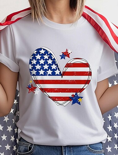  Independence Day 4 juli Amerikaanse Vlag T-Shirt Manga Back To School Amerikaanse Vlag Grafisch Voor Dames Volwassenen Maskerade 4 juli Heet stempelen Festival