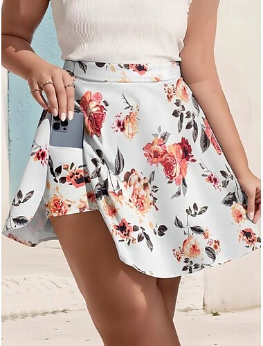  Per donna Gonna Gonna da tennis Mini-gonna Moda Casual Mini Misura del girovita medio Gonne Grafico Floreale Tasca Elasticizzato Vacanza Quotidiano blu navy Nero Bianco Blu Estate Fil di lana