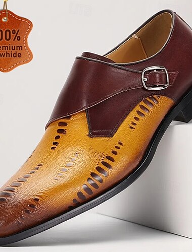  Pánské prvotřídní kožené elegantní boty s perforovanými detaily pro formální příležitosti a obchodní schůzky
