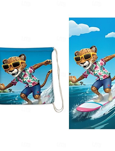  bedrucktes Strandtuch, leichte, schnelltrocknende, sandfreie Stranddecke, ideal für Reisen, Pool und den Einsatz im Freien