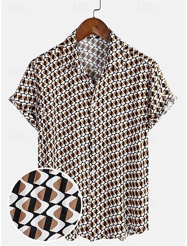  Retrò Vintage Anni '70 Camicia Disco Geometrico Psichedelico Per uomo Halloween Carnevale Festival Musicale Parata dell'Orgoglio Mese dell'orgoglio Adulti Camicia