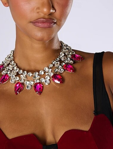  Collier Strass Femmes Mode Artistique Luxe Superposé Mariage Gouttes Colliers Tendance Pour Mariage Soirée Anniversaire