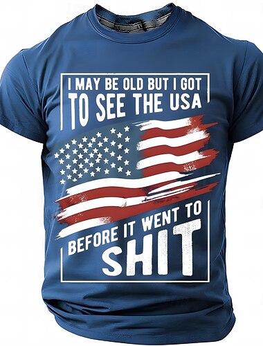  アメリカ独立記念日 男性用 アメリカの米国旗 Tシャツ 半袖 Tシャツ 3Dプリント クルーネック シャツ ファッション 日常 ベーシック ストリート カジュアル 日常 ブラック ルビーレッド ブルー 夏 春 オールシーズン 衣類 S M L XL XXL XXXL