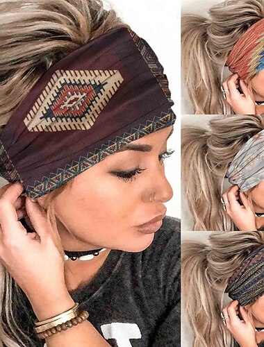  Diademas bohemias para mujer, turbantes anchos, diademas elásticas antideslizantes para hacer ejercicio, yoga, correr, pañuelos bohemios africanos, accesorios para el cabello de moda (d-bohemian)