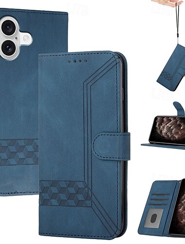  Brieftaschen-Handyhülle für iPhone 16 15 14 13 12 11 Pro Max mit Magnetverschluss, Trageband, Handschlaufe, Kartenfächern, stoßfester TPU-Hülle aus PU-Leder