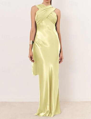  grünes Cape-Kleid Meerjungfrau / Trompete Abendkleid Schalkleid formelles halbformelles Kleid verstellbare Träger Hochzeit bodenlang ärmellos Neckholder Chiffon mit Rüschen 2025