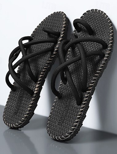  Schwarz-weiße Riemchensandalen für Herren, leicht und stylisch mit flexibler Passform, perfekt für den Alltag, lässige Outdoor-Abenteuer und den Urlaub
