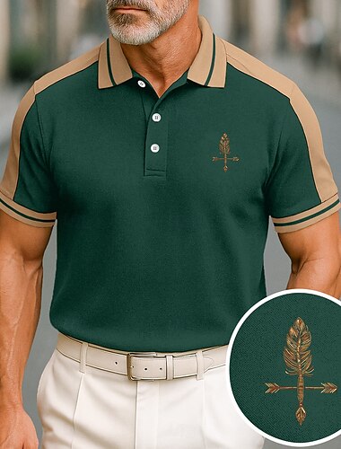  Herren Baumwoll-Poloshirt Golfshirt Lässig Ferien Revers Kurzarm Mode Basic Farbblock Patchwork Sommer Normale Passform Schwarz Wein Marineblau Grün Grau Baumwoll-Poloshirt