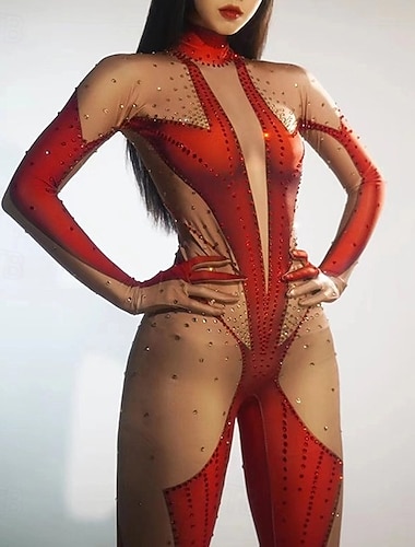 Catsuit Romper Jumpsuit Opdrukken Race Queen Dames Gaas Sexy kostuum Kostuum voor Prestatie Nachtclub Prideparade Halloween Carnaval Volwassenen
