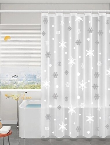  Rideau de douche PEVA à motif imprimé rideau de bain imperméable et anti-moisissure y compris des crochets 180x180cm 70"x70" 200cm de long