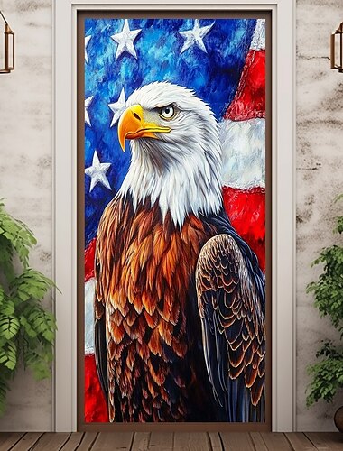  4. Juli Türdekorationen Türabdeckungen Unabhängigkeitstag Amerikanischer patriotischer Adler Türteppich Türvorhang Dekoration Hintergrund Innen/Außen Türbanner für die Vorderseite des Bauernhauses