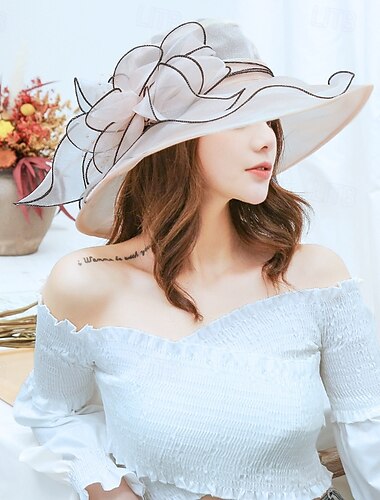  Hüte Organza Hochzeit Abendgesellschaft Teegesellschaft Strand Pferderennen Elegant Niedlich Sonnenschutz Mit Blumig Kopfschmuck Kopfbedeckung