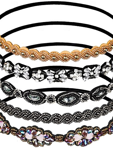  Diademas elásticas con cuentas y cristales de imitación para mujeres y niñas.