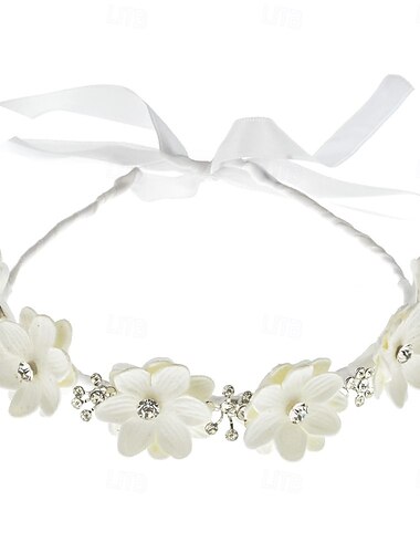  Flower Girl Headpiece Princess Wedding Headband Girls First Communion White Floral Wreath Hair Accessory