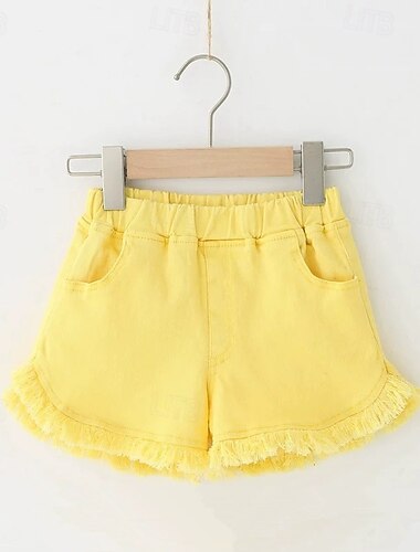  Kinder Mädchen Kurze Hose Einfarbig Streetwear Outdoor Ab 4 Jahren Sommer Schwarz Weiß Gelb