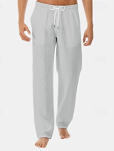  Hombre Ropa de salón Pantalones de Yoga (Lounge) Color puro Moda Clásico Casual Hogar Diario Cama Algodón Comodidad Transpirable Suave Pantalón Cintura elástica Primavera Otoño Negro Blanco
