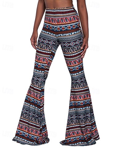  Dam Byxor Ledigt Boho Fullängd Naturlig Blomma Tryck Bekväm Utomhus Utomhus Semester Magenta Guldgul Marin Svart Sommar Normal