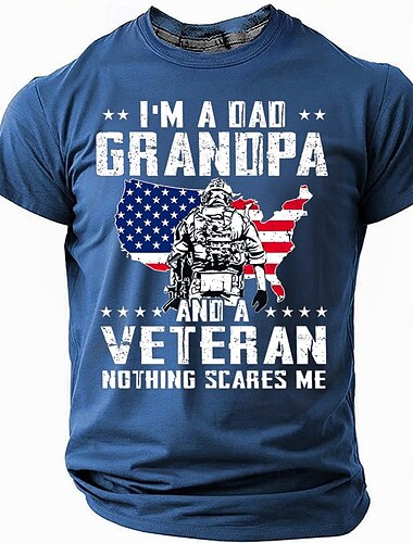  Men's Veterans Father T Shirt Short Sleeve T shirt 3D Print Crew Neck Shirt Fashion Daily Basic Street Casual Daily Black Red Blue Summer Spring Clothing Apparel S M L XL XXL XXXL