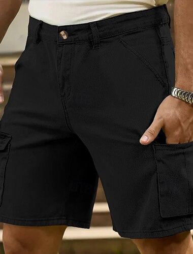  Herren Cargo-Shorts Outdoor Shorts Bermudashorts Wander-Shorts Mehrere Taschen Gerader Schnitt Einfach Komfort Weich Knielang Outdoor Lässig Täglich Mode Streetwear Schwarz Grün Mikroelastisch