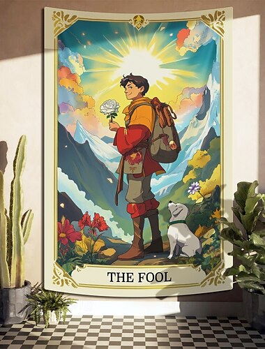  Tarotkarten Wandteppich Wandkunst Großer Wandteppich Mural Deko Fotohintergrund Decke Vorhang Zuhause Schlafzimmer Wohnzimmer Dekoration Der Narr