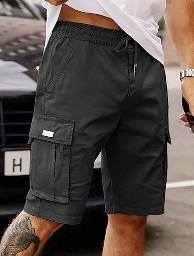  Homme Shorts cargo Short d'extérieur Bermuda Shorts d'Entraînement Short décontracté Cordon de serrage Multi-poches Jambe Droite Uni Respirant Longueur Genou Extérieur Occasionnel Camping & Randonnée