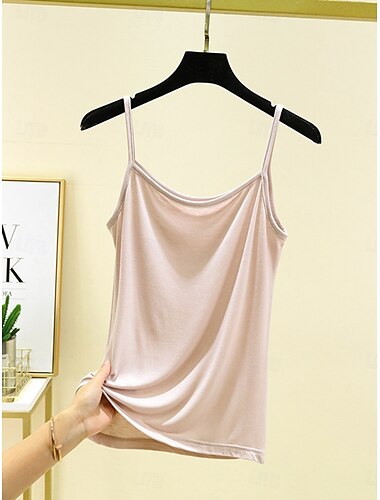  Damen Camisole-Tanktop Einfarbig Täglich Ärmellos Rundhalsausschnitt Normale Oberteile Täglich Rückenfrei Hellblau Eisengrau Denim Blue Matcha grün Schwarz Sommer