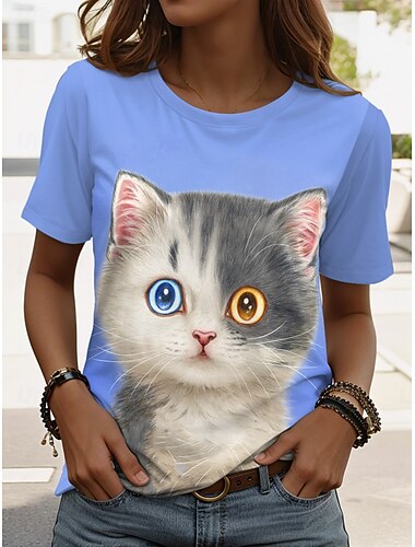  Damen T Shirt Blumen Grafik Vintage Stilvoll Klassisch Kurzarm Rundhalsausschnitt Normale Oberteile Täglich Ausgehen Wochenende Druck Weiß Rosa Blau Grün Sommer Frühling