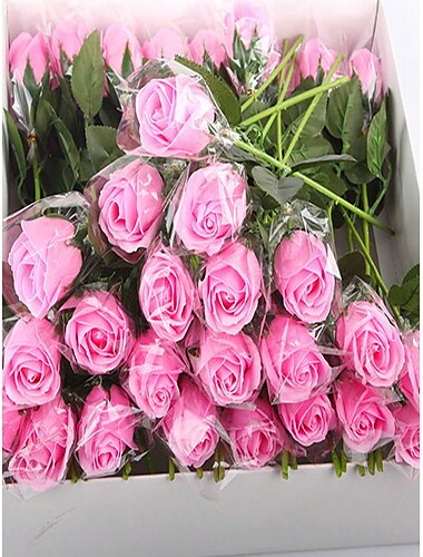  einzelne künstliche Seifenblume in einem kreativen transparenten Geschenkbeutel, ideal als Geschenk zu Weihnachten, zum Muttertag, zum Geburtstag, zur Hochzeit, zum Valentinstag, zum Jahrestag, zum