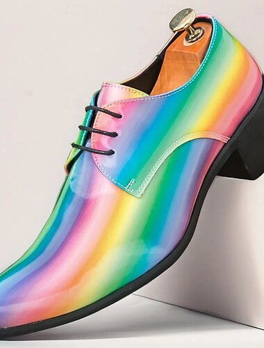  scarpe oxford stringate arcobaleno da uomo – design metallico vibrante per cocktail party e serate di gala